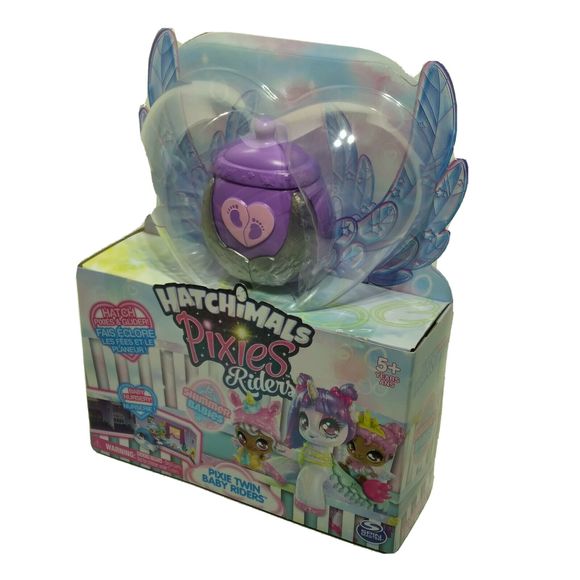 Hatchimals Pixies Riders Pixies Shimmer Twin Babies w/Nursery & Glider - Picture 1 of 6